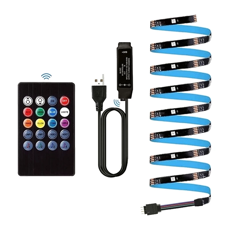 NOWYEY LED Strip 5V 5050 RGB USB Flexible Ribbon With Sound Sensor With 24 Keys Remote Control For TV Background Lighting 5