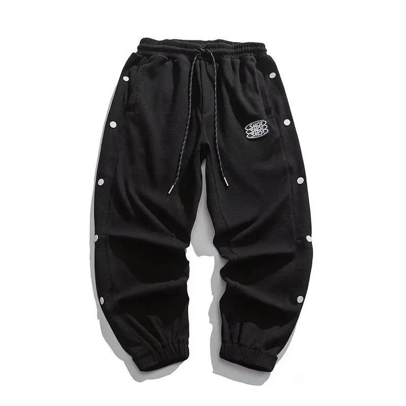 Japanese Fashion Men Hip Hop Pants Thin Spring Summer Button Both Side Trousers Unique Design Teenager Loose Straight Trousers