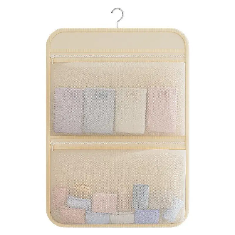 Mesh Storage Hanging Bag With Hook Multi Layer Breathable Pockets Bedroom Wardrobe Lingerie Pocket Organizer For Clothes Socks