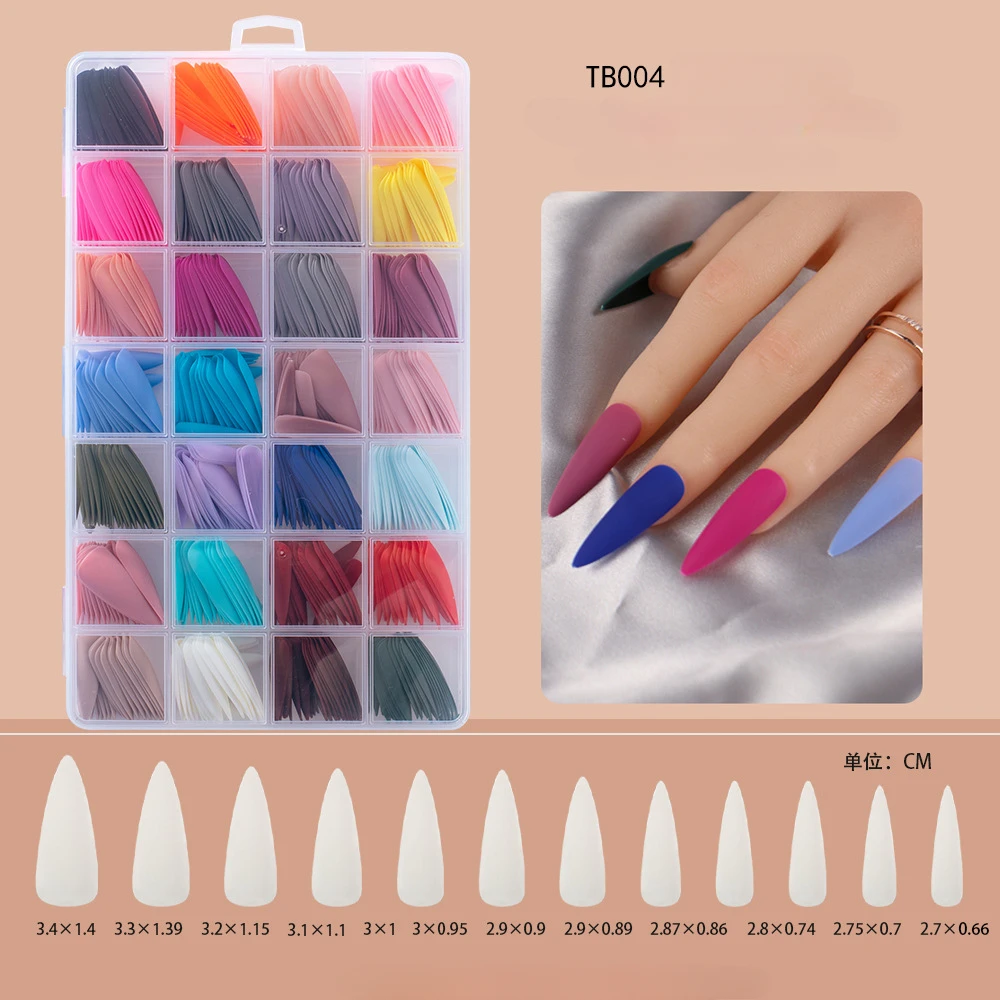 

672Pcs Wearable Nail Art Mix Size Full Cover Square False Nail Tips Removable Solid Color Matte Frosted Fake Nails DIY Press On