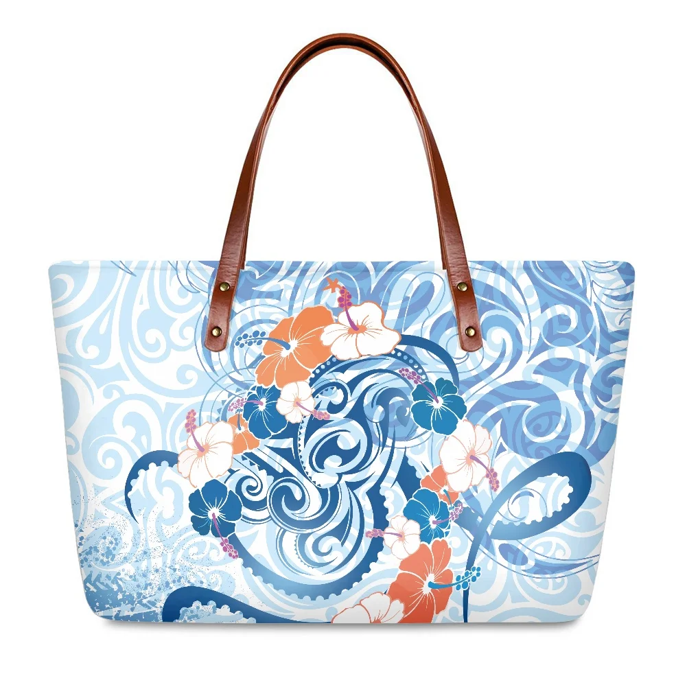 

Cumagical 2022 Hign Quanlity Polynesian Samoa Print Design Luxury Women Ladies Hibiscus Flower Satchel Shoulder Handbags