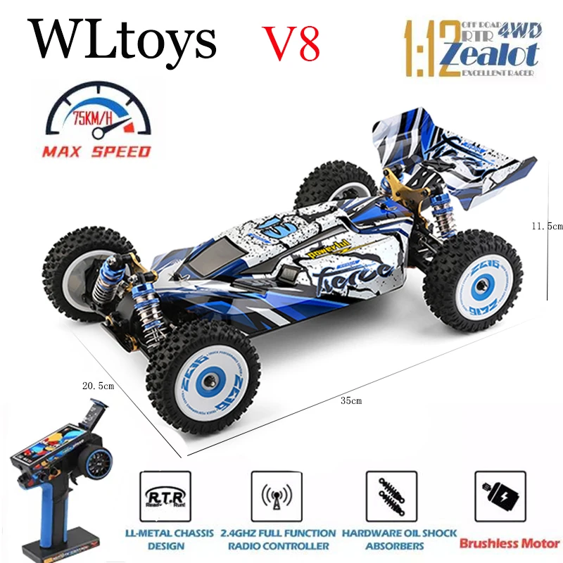Wltoys New 124017-V8 1/12 2.4G Racing RC Cars 4WD Brushless Motor
