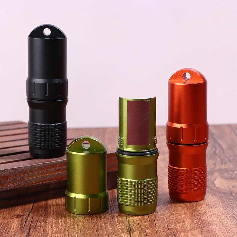 Portable Pill Case Waterproof EDC Container Capsule Airtight Aluminum Alloy Pill Bottle Keychain Travel Pill Holder Organsizer