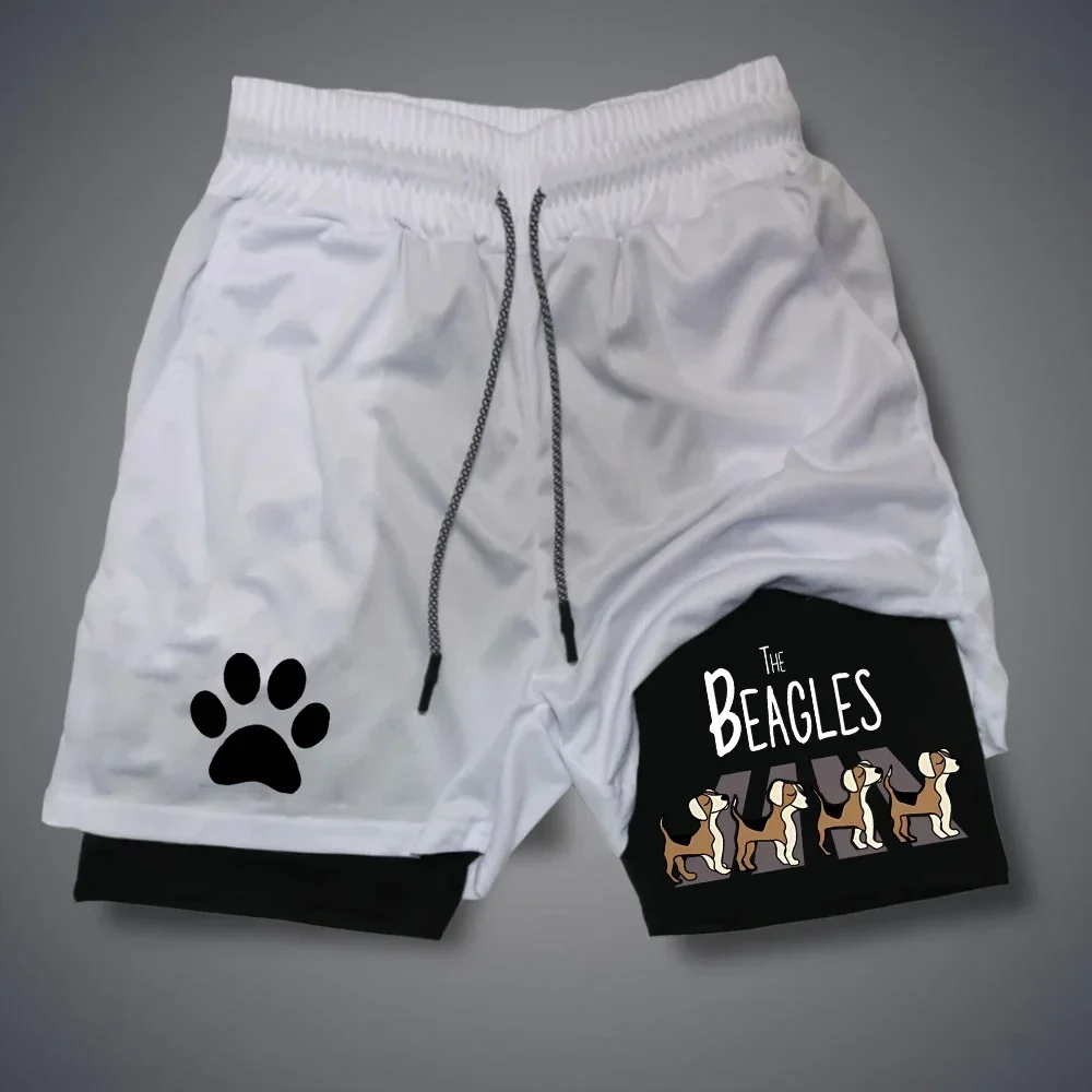 Funny Cat Print Running Shorts Men Sportswear Y2k Animal Pattern Gym Quick Dry Short Pant Summer Fitness Double-deck Short Pant 4