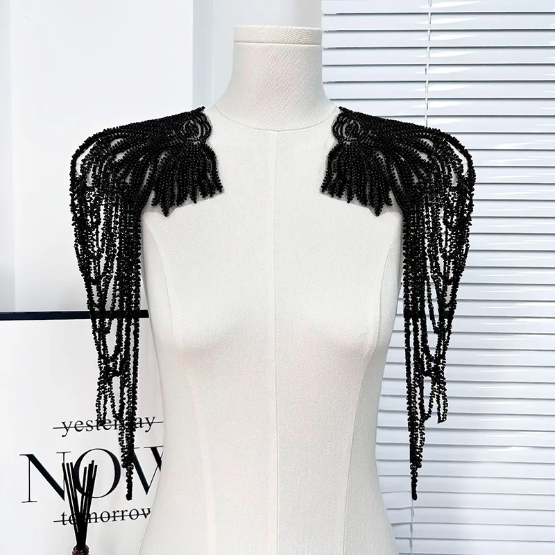 1pc Tassel Chain Sequin Shoulder Ornaments Wedding Dress Performance Clothing DIY Sewing Patch Fashion Handmade Accessories shoulder ornaments