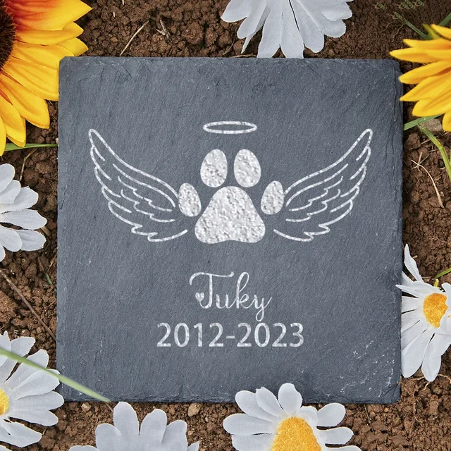 Personalized Angel Paw Print Pet Memorial Stone