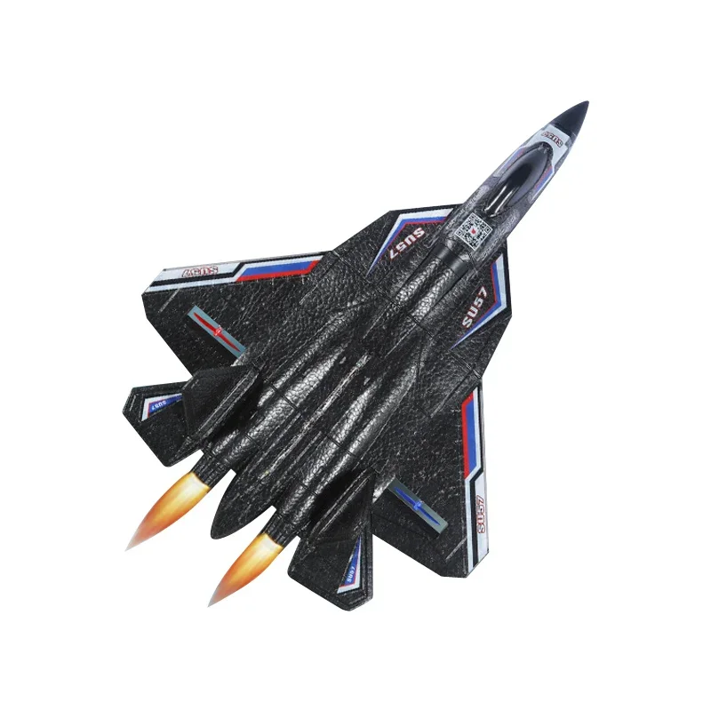 Remote Control Aircraft Su57 2.4g Radio Controlled Aircraft With Light Fixed Wing Hand Cast Foam Aircraft Model Children'S Toys 5