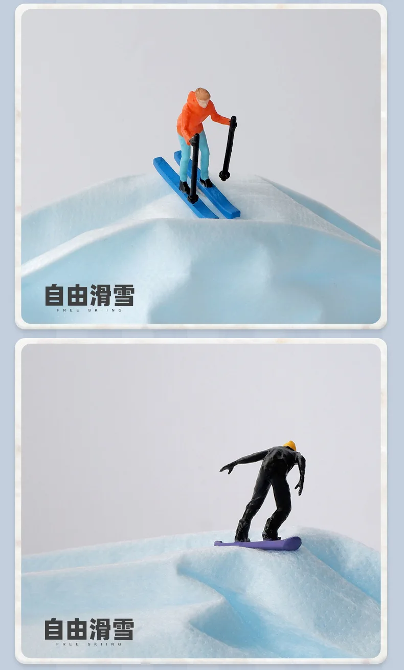 1/64 Diorama Mini Model Ski Resort Snowboarding Glissade Winter Sport  Skiing 2.8CM Miniature Skier Microlandscape Figures Toys