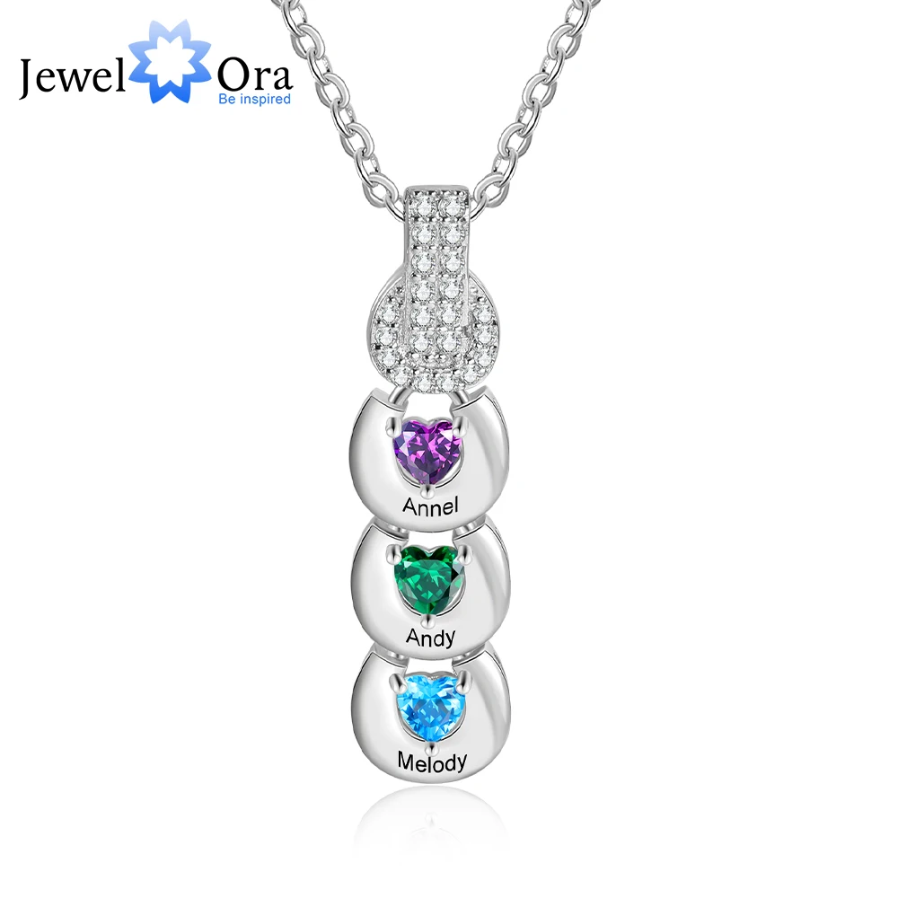 

Personalized Interlocking Necklace 1-5 Family Names Birthstone Pendants Mothers Day Gift Jewelry for Women Mom Wife Grandma Nana