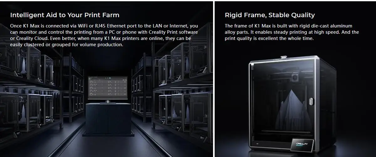 Scec9d11f353e46a2a88d871cb9130be7e Creality Official K1 Max drukarka 3D 600 mm/s prędkość drukowania dwubiegowa wytłaczarka z napędem bezpośrednim EU/US/UK wtyczka K1 Max drukarka