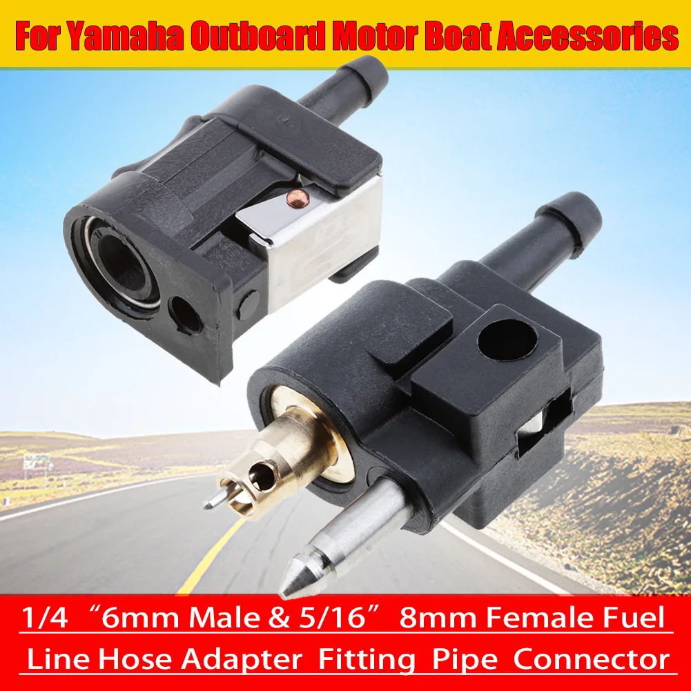 1/4 ″ 6mm Male & 5/16 ″ 8mm Female Fuel Line Hose Adapter Fitting Pipe Connector for Yamaha Outboard Motor Boat Accessories 4pcs pressure washer adapter 5000psi male and female 1 4 high pressure washer connector fittings washer hose transfer adapter