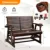 2025New-Durable Wooden Patio Glider Chair with Built-in Cup Holders, Outdoor Bench Glider Loveseat featuring a Smooth Rocking Mo 4