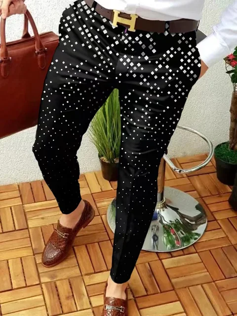 2022 NEW Men Business Casual  Trousers Retro Pattern Print Straight Long Pants Mens Spring Autumn Fashion Streetwear CK-12