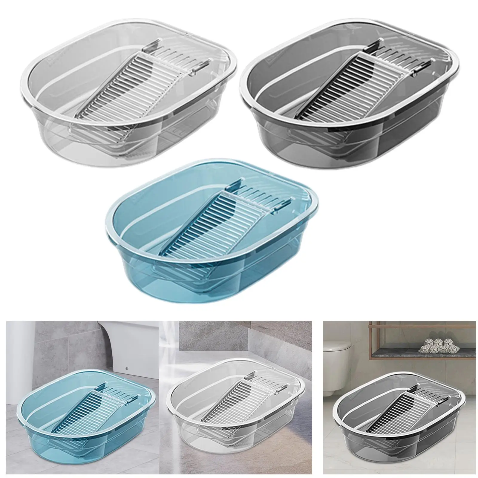 Hand Washing Clothes Bucket Plastic with Washboard for Outdoor Home