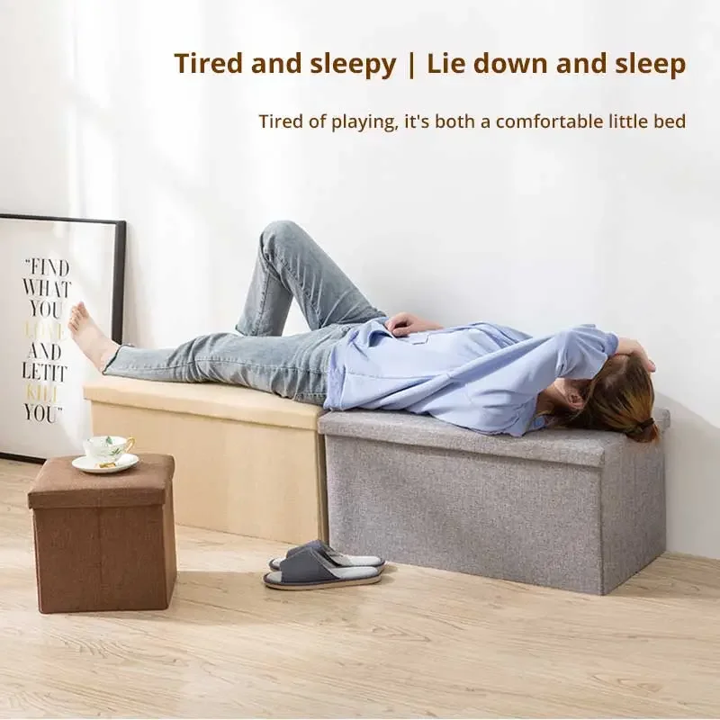 1pc Foldable Fabric Storage Stool Multifunctional Home Life Storage Box Shoe Stool Toy Storage Organizer Box Home Organization 3