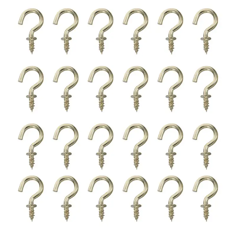 

100pcs Carbon Steel Screw-In Hooks Question Hanger Home Clothing Storage Hooks Heavy