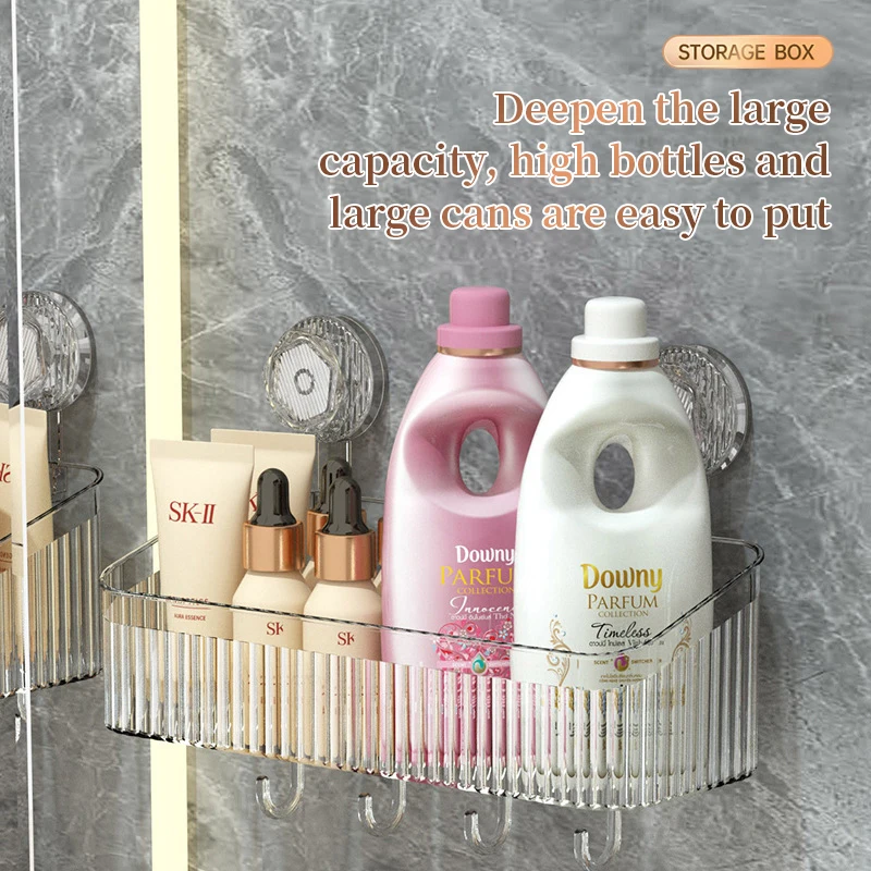 Rotating Suction Cup Corrugated Hook Bathroom Accessories Organizer Floating Wall Storage Shelves Without Drill Household Items 4