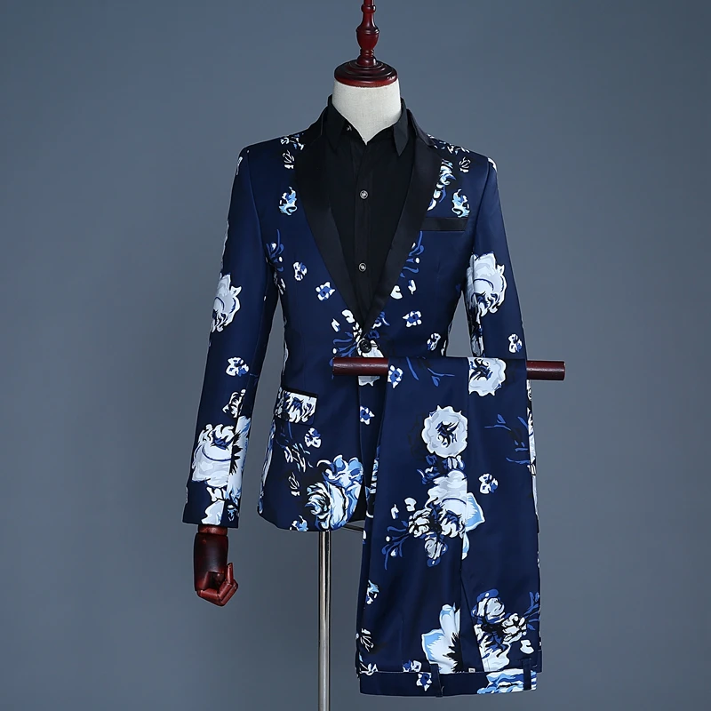 

[Jacket+Pants] 2022 New Fashion Slim Fit Business Casual Boutique Elegant Gentleman Men's Print Suit Wedding Christmas Halloween