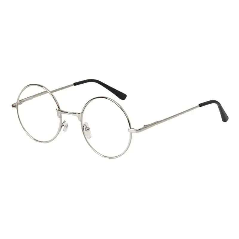 Retro Round Reading Glasses - Full Rim Metal Frame Blue Light Eyewear +4.00 Magnification