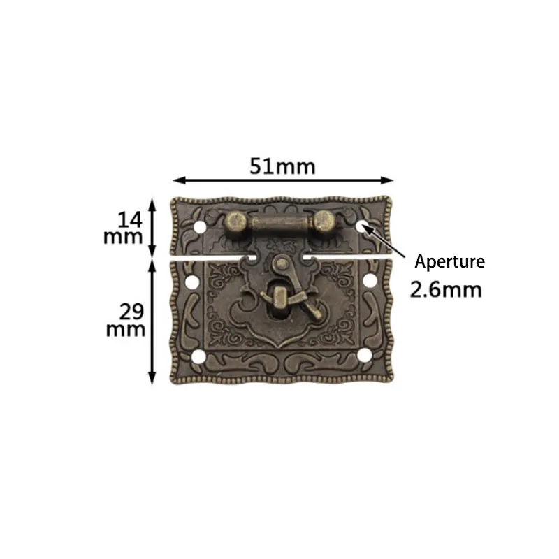 Cabinet Door Hinges Furniture Hardware Jewelry Box Hasps Decorative Latches 1pcs Box Latch Hasp Clasp + Hinges w/screw Suitcase Cabinet Antique Bronze Jewelry Wooden Case Vintage Hardware Old Fashion
