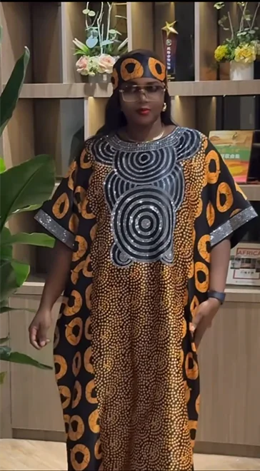African Dress Women Summer Maxi Dress Long Print Short Sleeve Abayas African Style