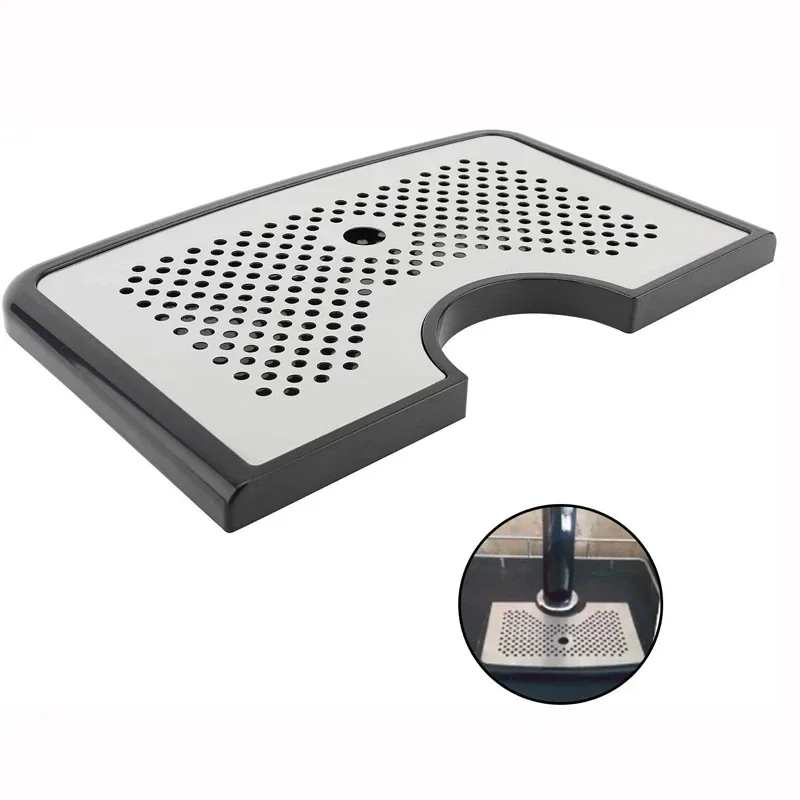 Beer Drip Tray,Bar Kegerator Surface Mount Drip Tray, Non Slip Rubber Grip, Large Tray for Beverage Dispenser ,Bar Tools