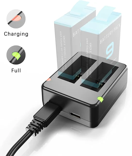 Gopro 13 Dual-Battery Charger Enduro Batteries For HERO9/10/11
