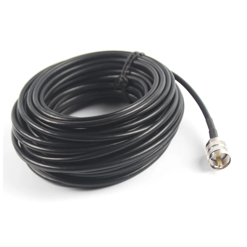 50ft RG58 coax coaxial UHF PL-259 connectors amateur ham CB radio antenna cable