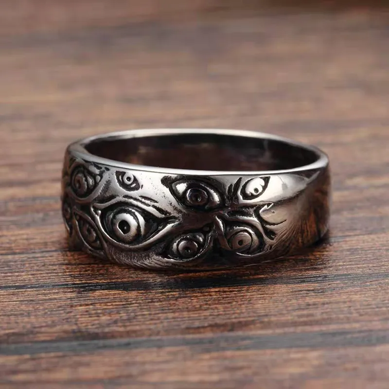 Punk Fashion Rings for Women Men Retro Hip-Hop Personality Ring Engraved Demon Eye Retro Hipster Ring Hollow Cross Rings finger ring,jewelry accessories