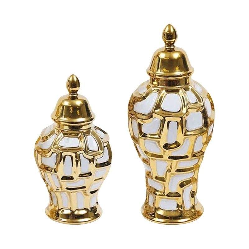 Large Ceramic Jar General Jar Flower Vase Electroplated Pattern for Home and Office Decoration
