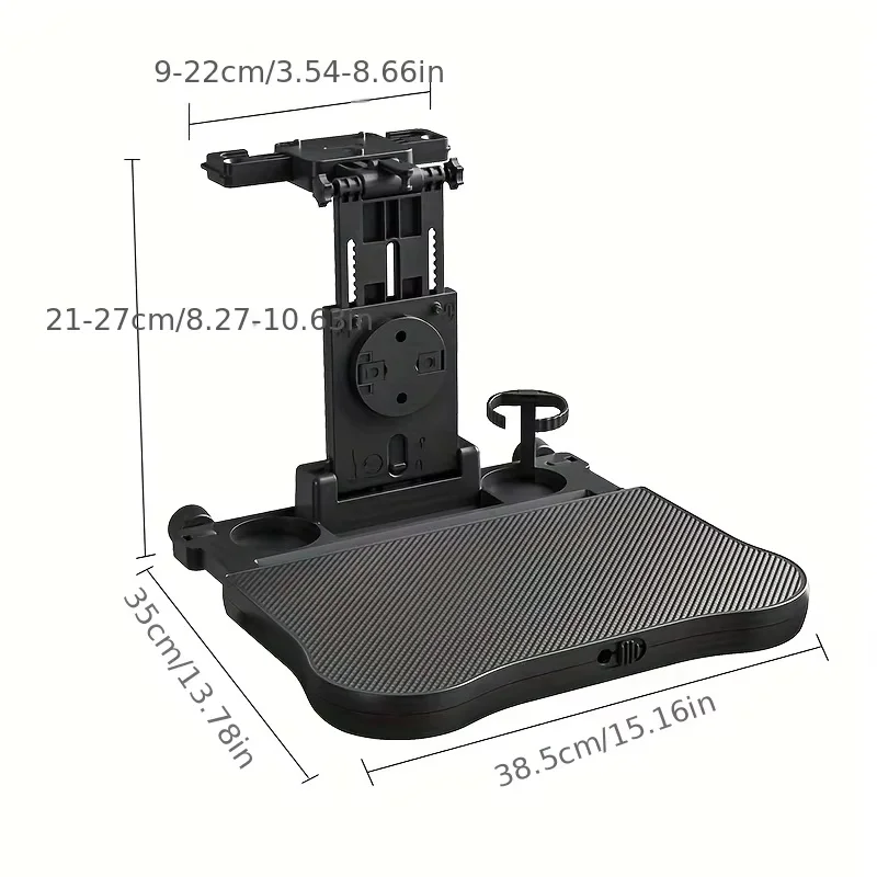 Tavolino da Viaggio per Auto, Tavolino Multifunzionale Regolabile per Sedile Posteriore, Portabicchieri e Supporto per Computer - Image 3
