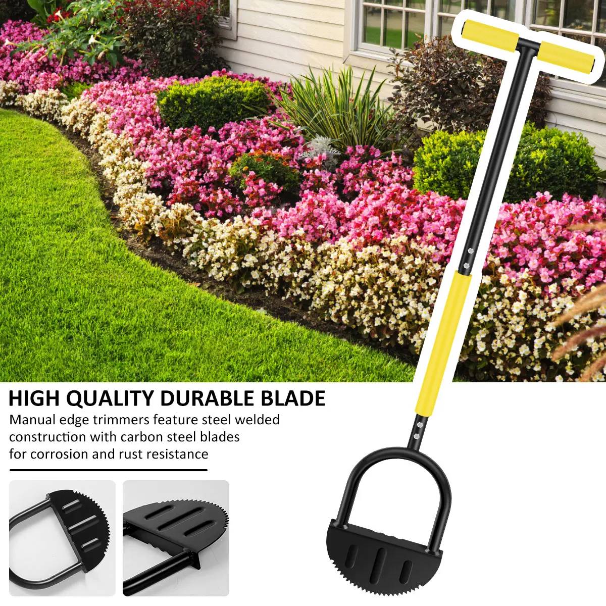 Serrated Grass Saw Cutter With T-Grip Half Moon Manual Lawn Edger Multifunctional Reinforced Gardening for Courtyards Driveways 5
