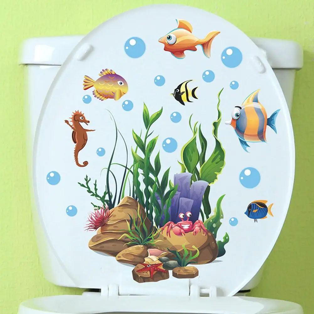 Underwater World Wall Sticker Bathroom Toilet Decor Living Room Cabinet Home Decoration Decals Beautify Self Adhesive Mural