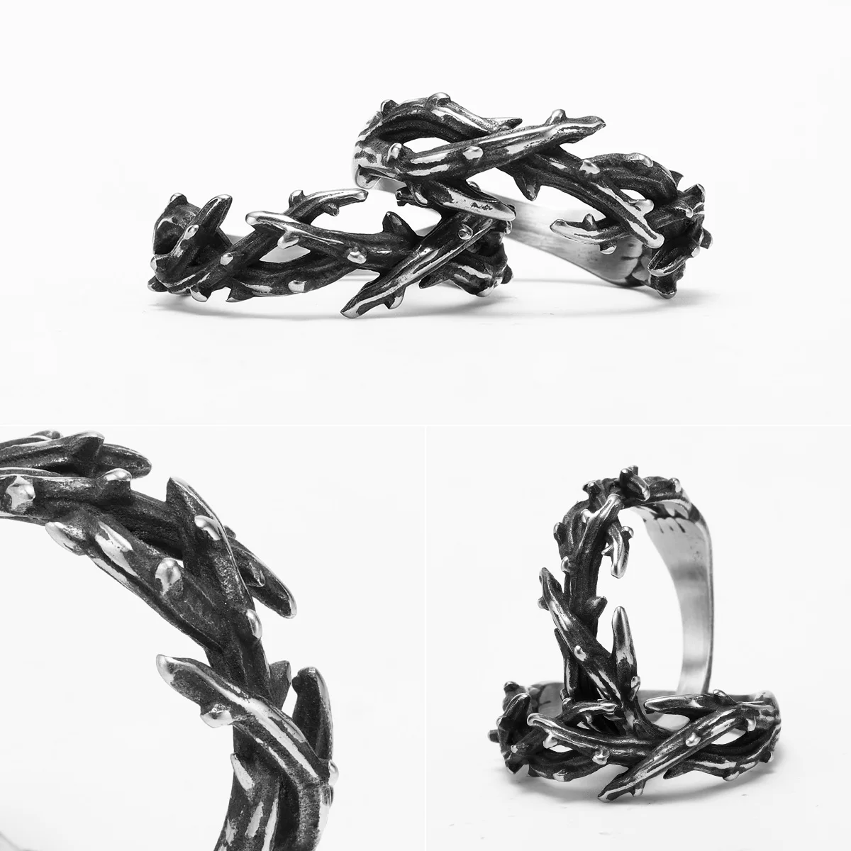 Thorn Crown Retro Stainless Steel Men Rings Punk New In For Male Women Fashion Jewelry Creativity Gift Wholesale Dropshiping 6