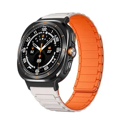 Magnetic Bracelet Wristband Silicone Watch Strap - Galaxy Watch Ultra Accessories for Watch Ultra 47mm (BK STA OR)