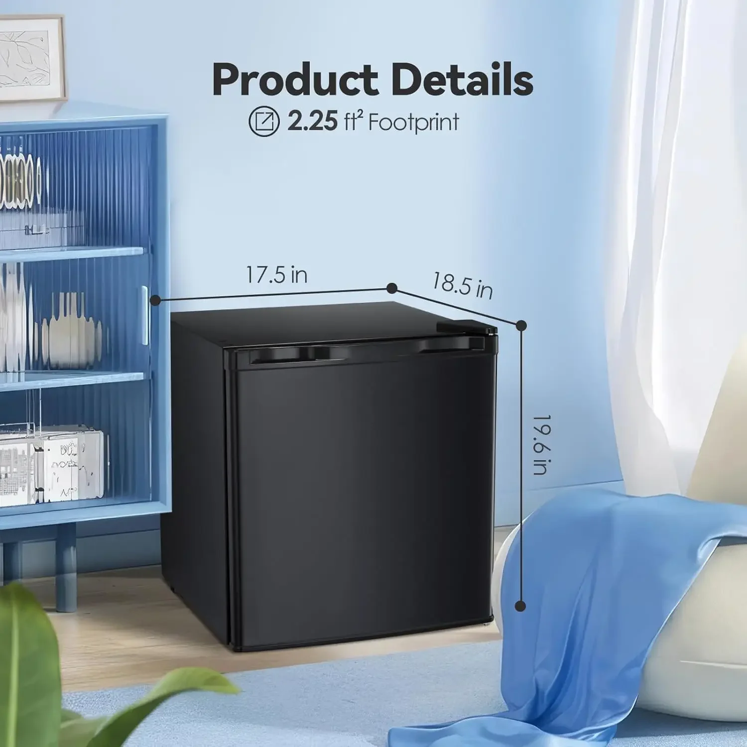 1.1 Cu.ft Mini Freezer, Small Upright Freezer with Removable Shelves, Adjustable Thermostat,Reversible Door Hinge, Quiet Compact 3