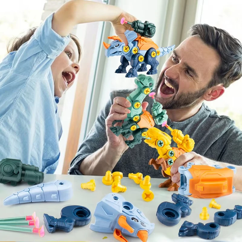 Kids Assembly Screwing Nuts Dinosaurs Toys STEM Educational Construction Building Toys Christmas Birthday Gift for 3 4 5 6 7 Age