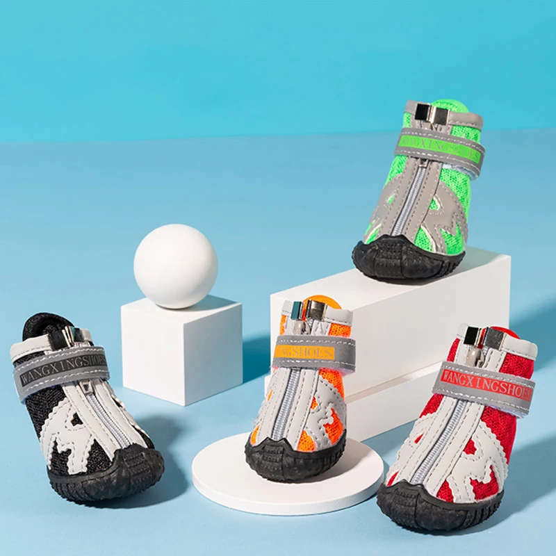 4pcssetBreathableSummerDogShoesAntislipRainBootsFootwear