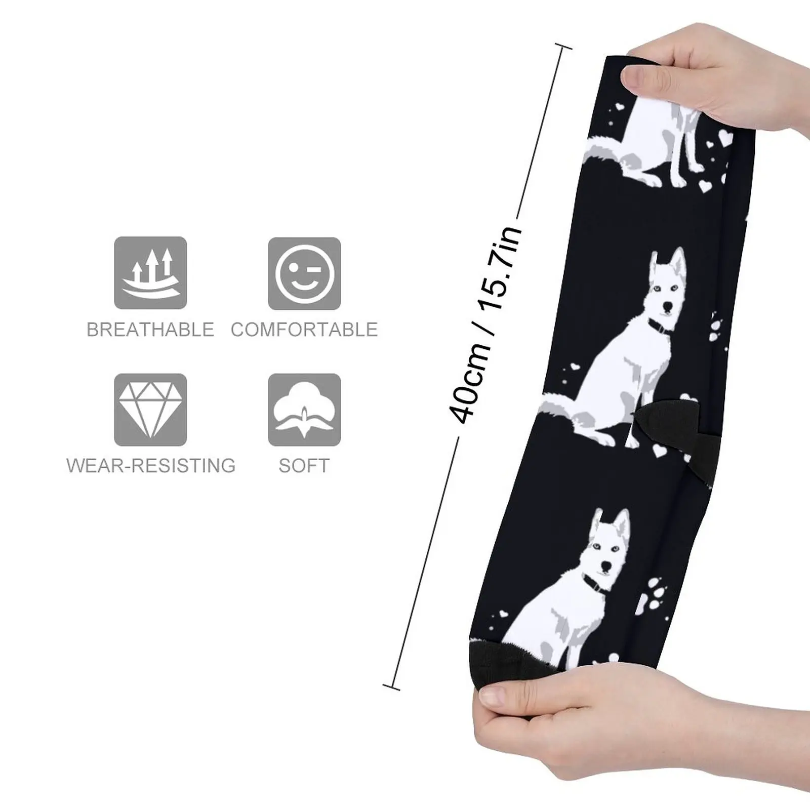 cute white Siberian Husky sweet white Snow dog Socks men gifts golf