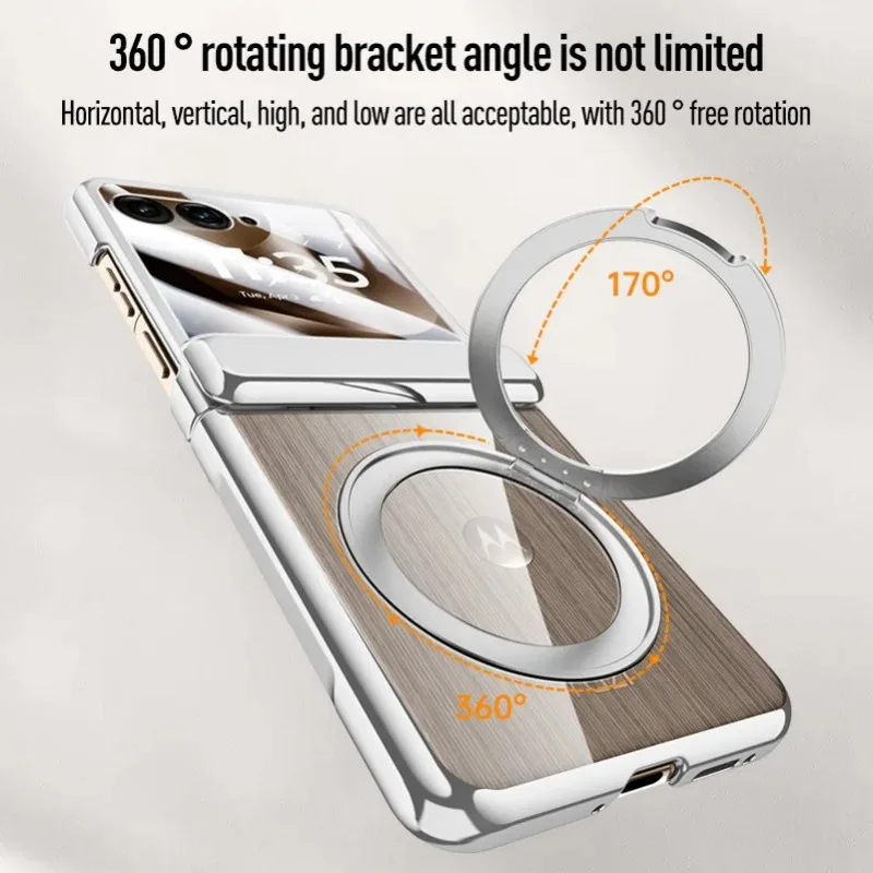 Magnetic Metal Ring Holder Clear Tempered Glass Phone Case with Spring Protection