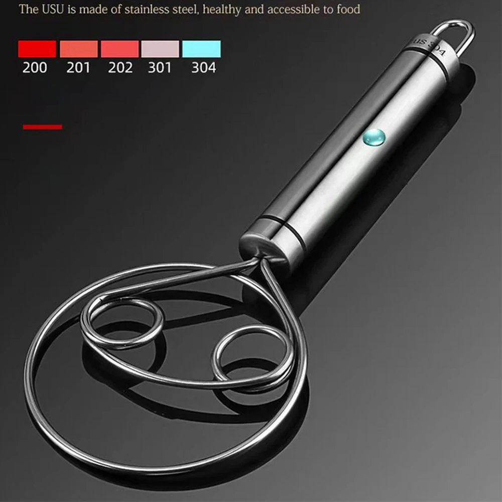 Dough Mixer Danish Dough Whisk Stainless Steel Dutch Style Bread Dough Hand Mixer Eggs Cream Mixing Pastry Blender Baking Tools