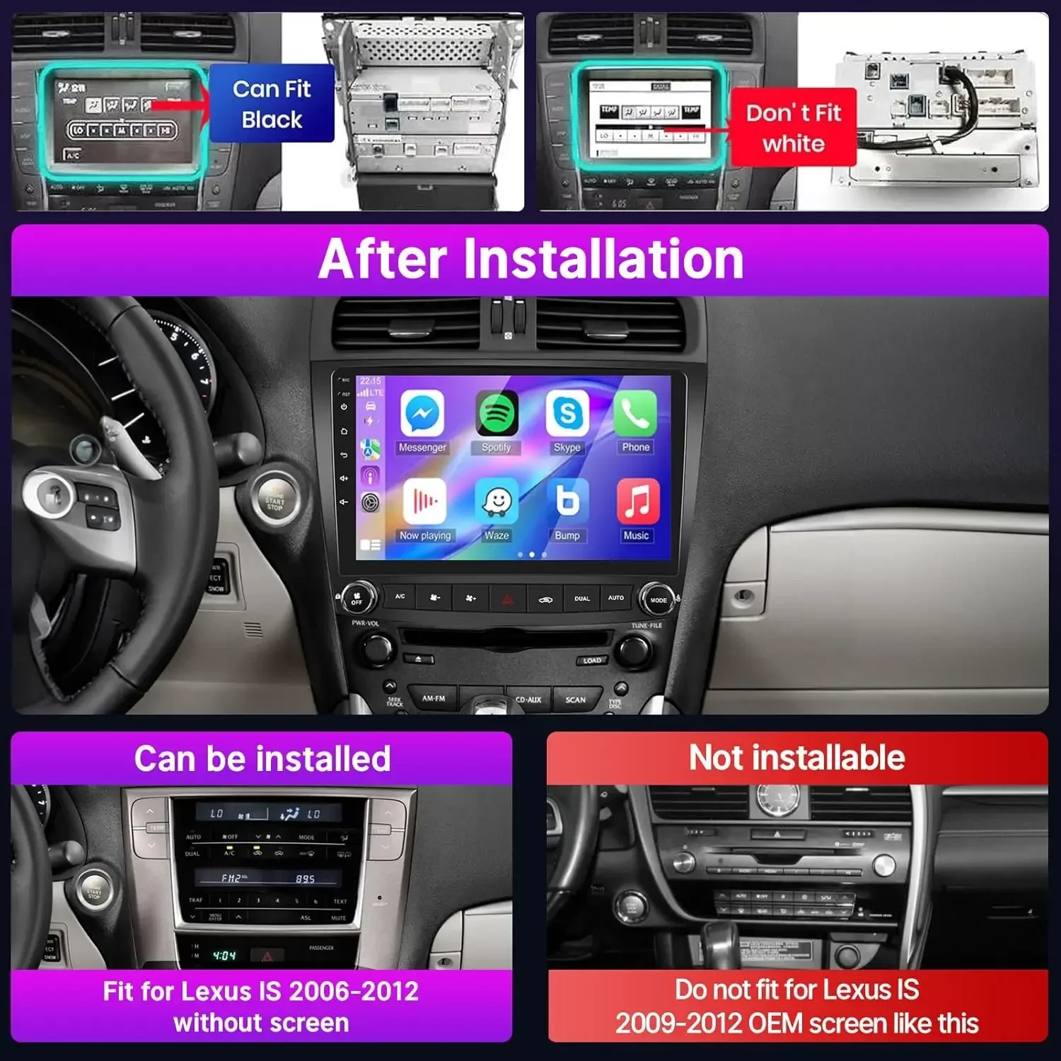Carplay GPS Multimedia Stereo Wifi 10In 2din Touch Screen