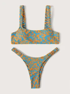 Sexy Micro Bikini 2022 Frauen Orange Leopard Push Up Padded Tanga Badeanzug Weibliche Cut Out Badeanzug Bademode Trajes De bano