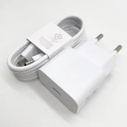 Samsung 25W Super Quick Charger with 1M Type C Cable - White EU and Cable