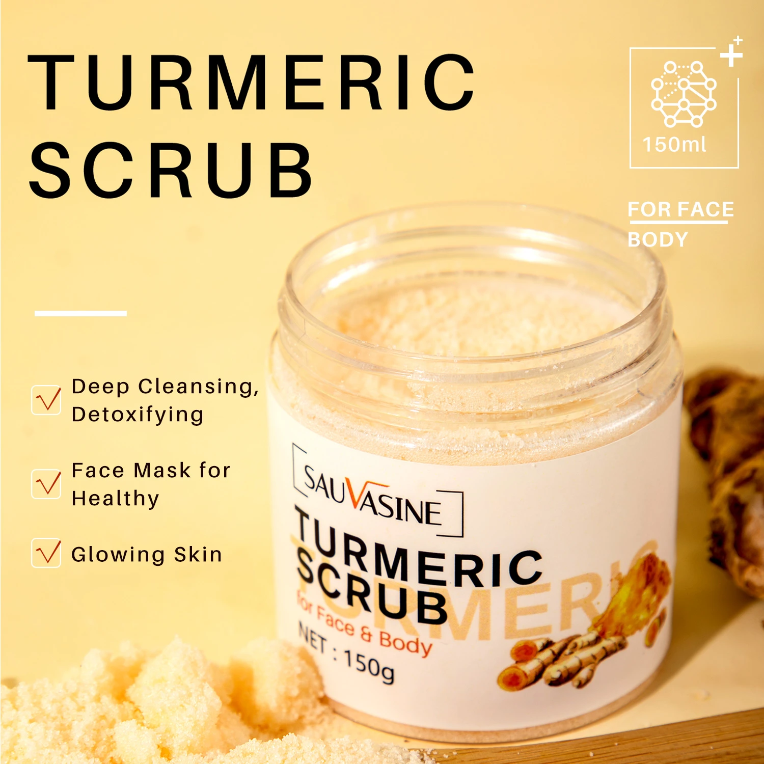 150g Turmeric Body Scrub Body Exfoliator Oil Control Remove Blackheads