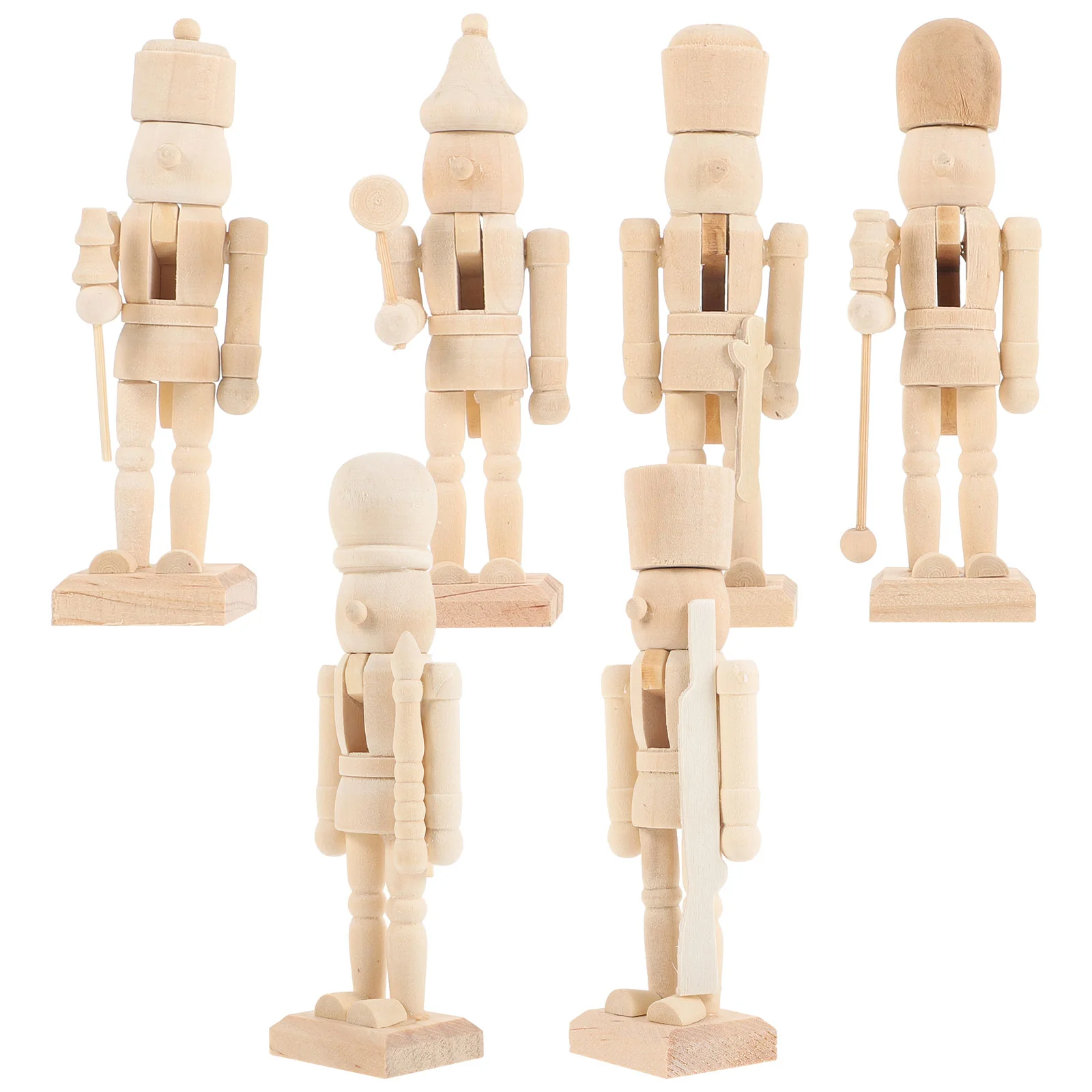 

Wooden Nutcracker Puppet Wood Doll Soldier Decor Pendant Party Doll Supplies Unpainted Nutcracker