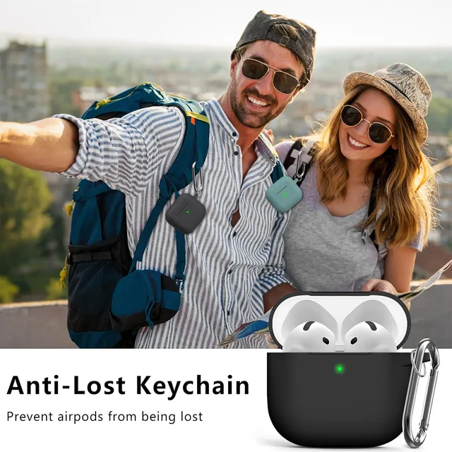 Custodia Per AirPods 4 (2024) - Cover Protettiva In TPU Antimpronta, Con Kit Pulizia E Portachiavi, Nero - Foto 3