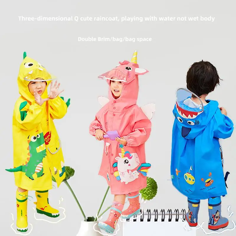 Children's Dinosaur Design Raincoat, Suitable for Kindergarten and Preschool Children, Boys and Girls, Cute