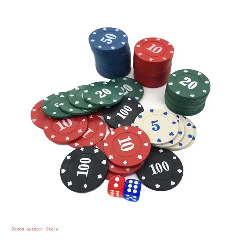 Poker Chips Plastic Game Coins 100Pcs Round Plastic Chips Casino Card Game Baccarat Counting Accessories