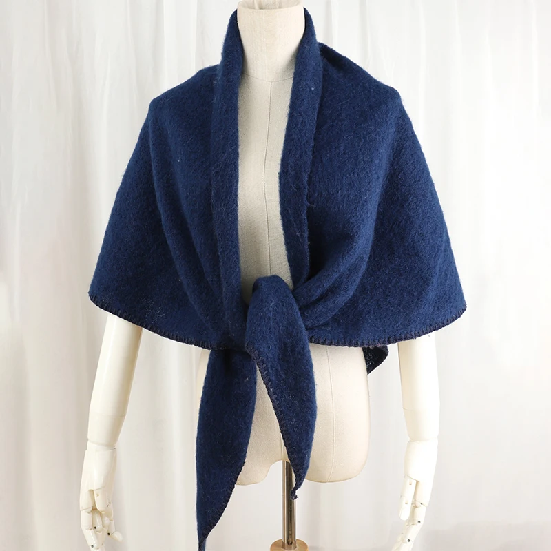 Women Winter Warm Cashmere Plaid Triangle Scarf Shawl Fashion Soft Solid Luxury Pashmina Lady Thick Blanket Long Bandana Scarves 6